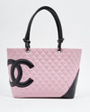 Chanel Pink/Black Lambskin Cambon Tote Bag
