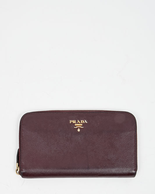 Prada Purple Saffiano Leather Zippy Wallet
