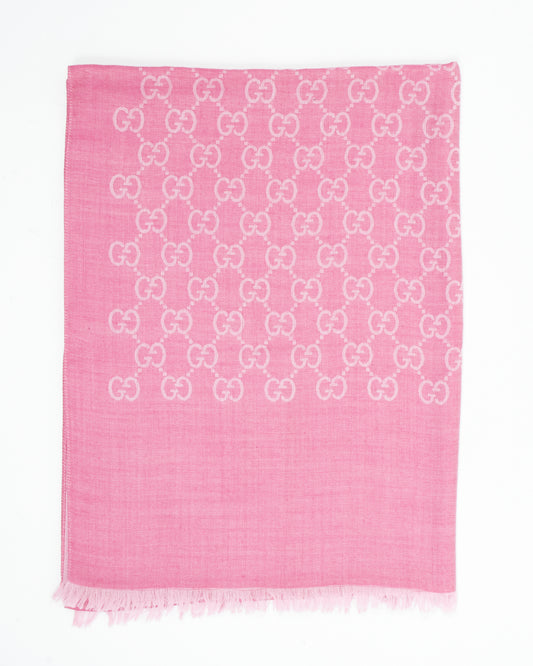 Gucci Pink GG Supreme Wool Scarf - OS