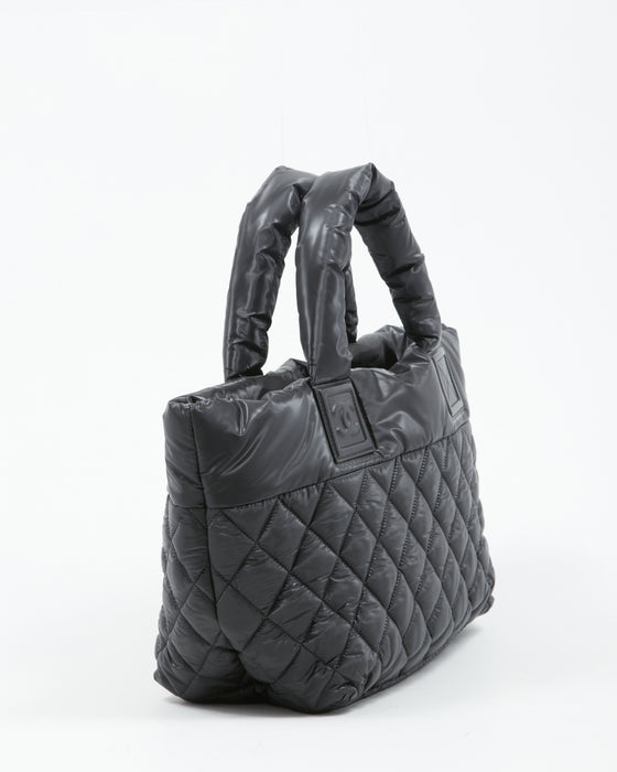 Chanel Black Nylon Quilted Coco Cocoon Reversible Small Tote