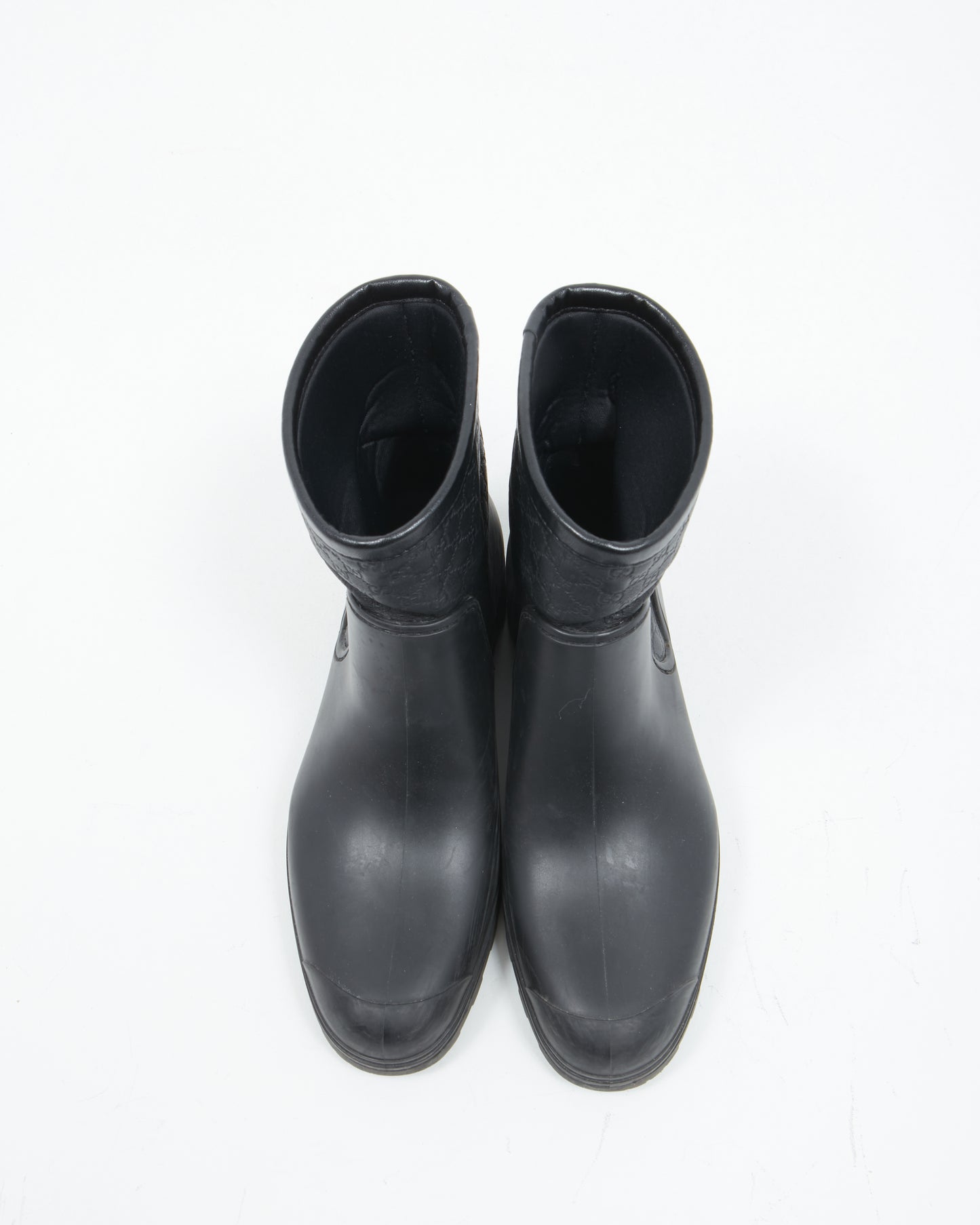 Gucci Black Rubber/Leather GG Rainboots - 36
