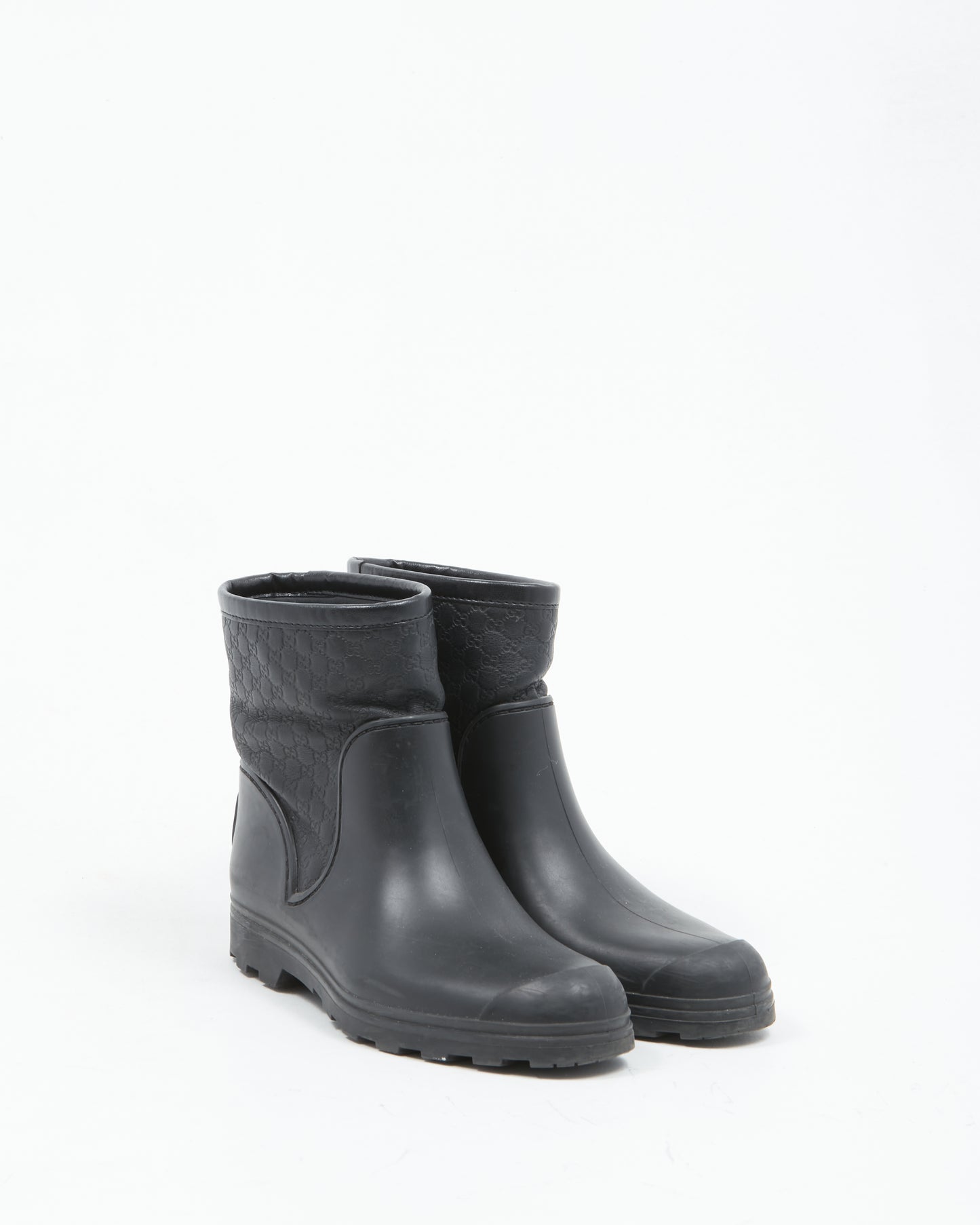 Gucci Black Rubber/Leather GG Rainboots - 36