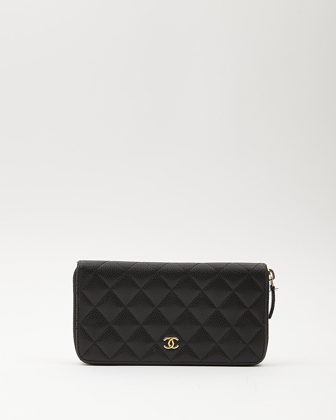 Chanel Black Caviar Leather Quilted Large Gusset Continental Wallet