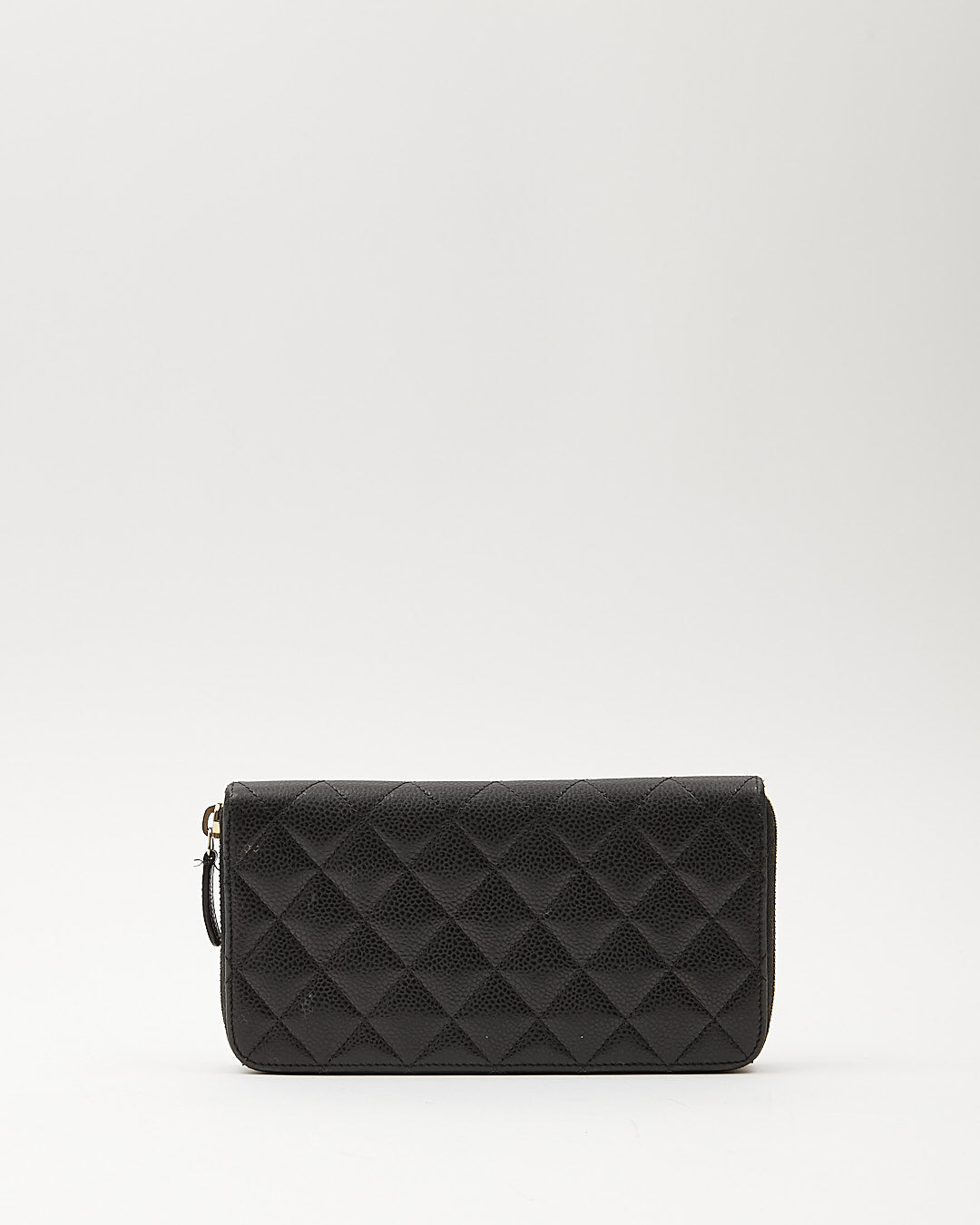 Chanel Black Caviar Leather Quilted Large Gusset Continental Wallet