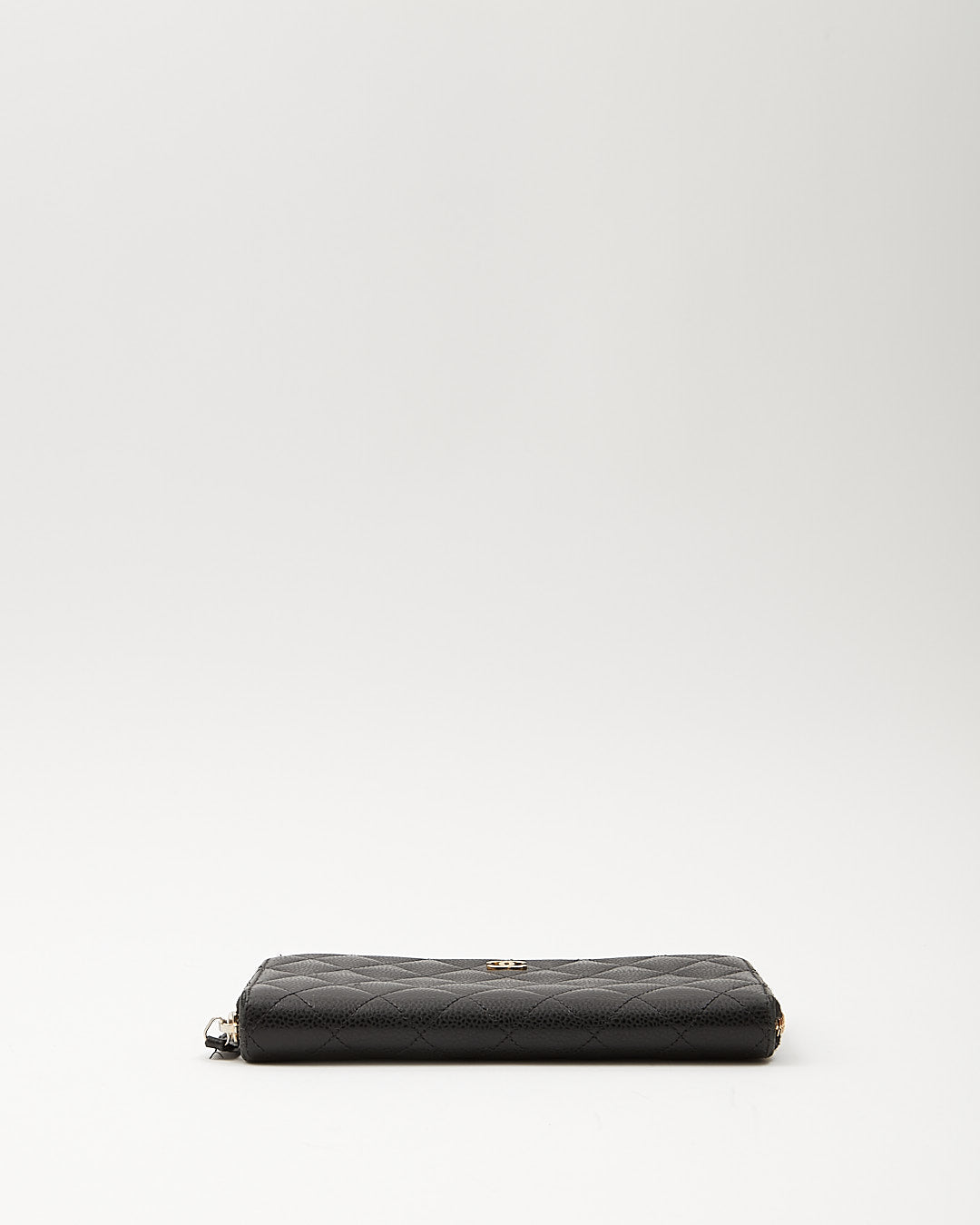 Chanel Black Caviar Leather Quilted Large Gusset Continental Wallet