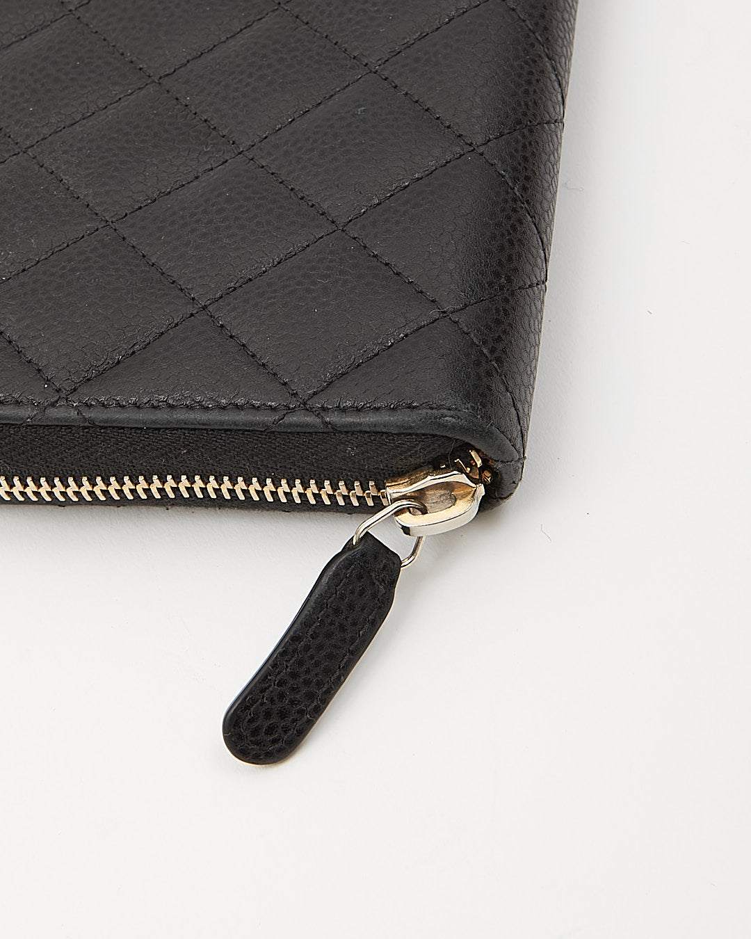 Chanel Black Caviar Leather Quilted Large Gusset Continental Wallet