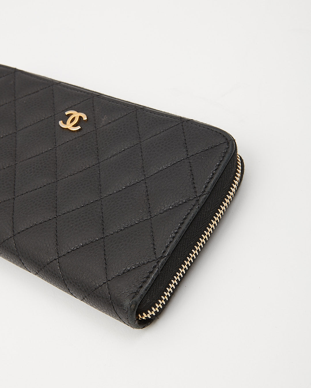 Chanel Black Caviar Leather Quilted Large Gusset Continental Wallet