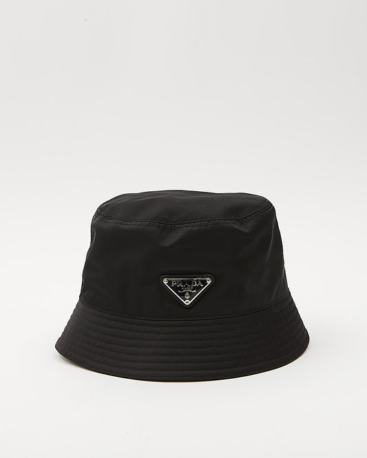 Prada Black Nylon Tessuto Bucket Hat - M