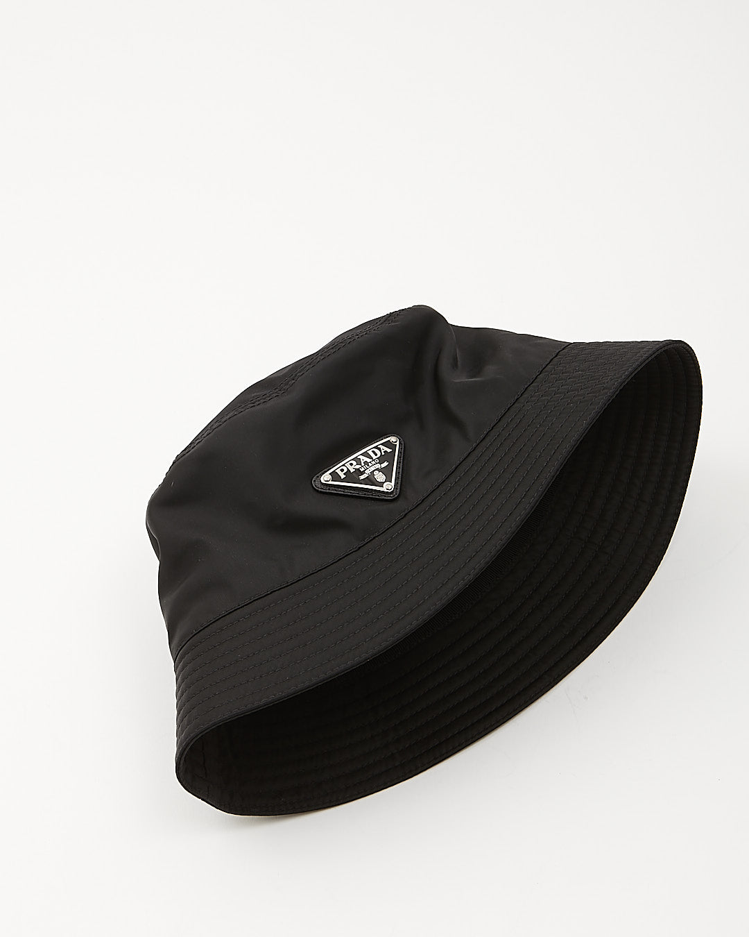 Prada Black Nylon Tessuto Bucket Hat - M