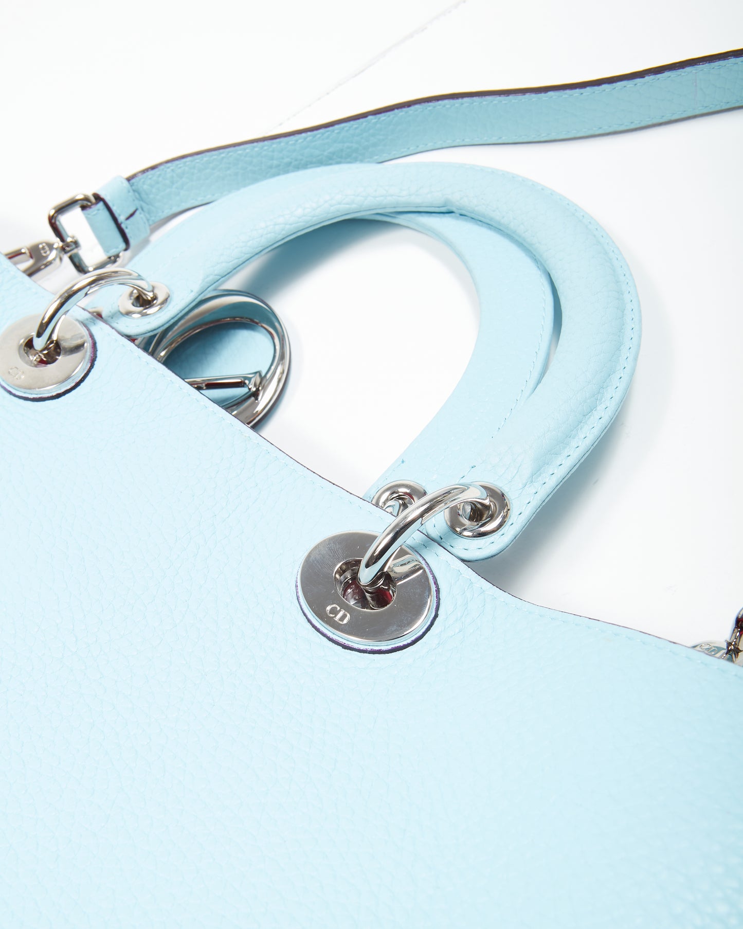 Dior Tiffany Blue Dior Pebbled Leather Diorissimo Large Tote Bag