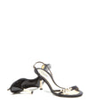 Chanel Black Satin Pearl Accent Sandal - 38