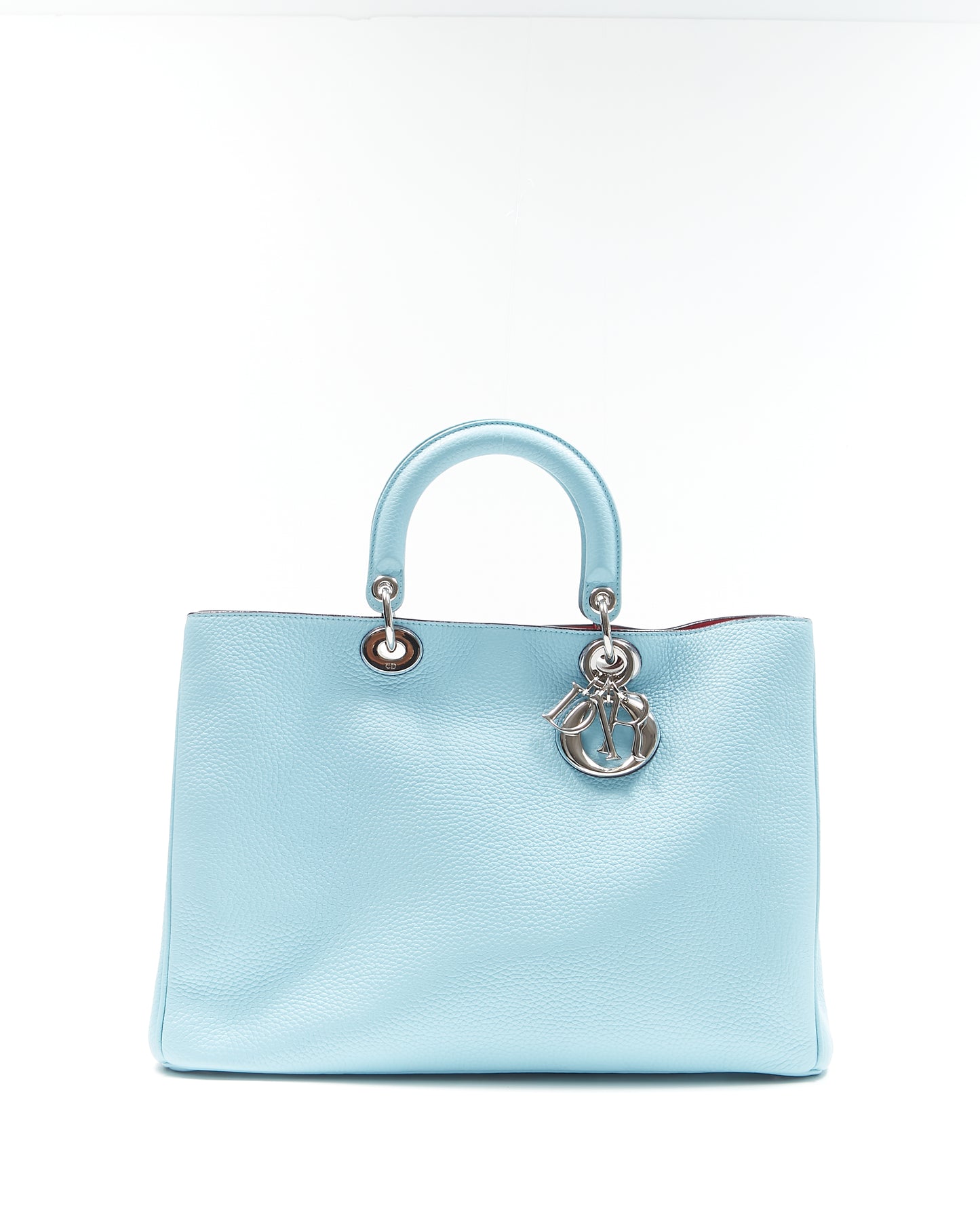 Dior Tiffany Blue Dior Pebbled Leather Diorissimo Large Tote Bag