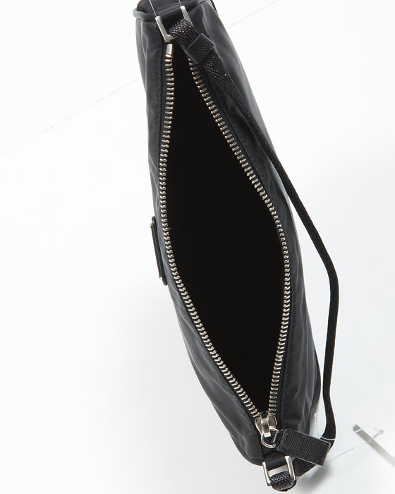 Prada Black Nylon Tessuto Baguette Shoulder Bag