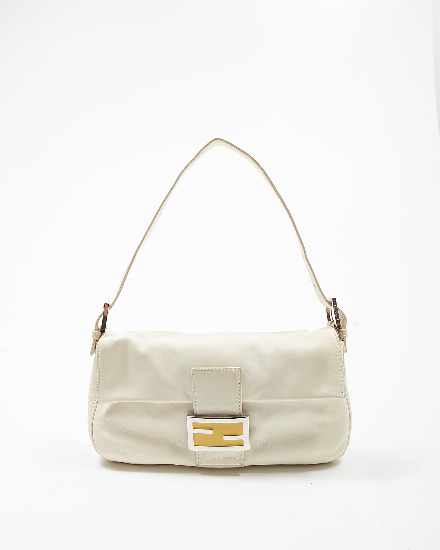 Fendi Cream Leather Baguette Shoulder Bag