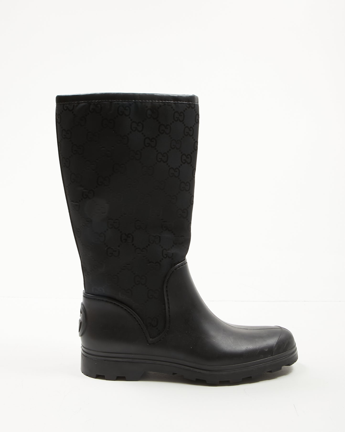 Bottes de pluie Gucci en caoutchouc noir/toile GG - 37