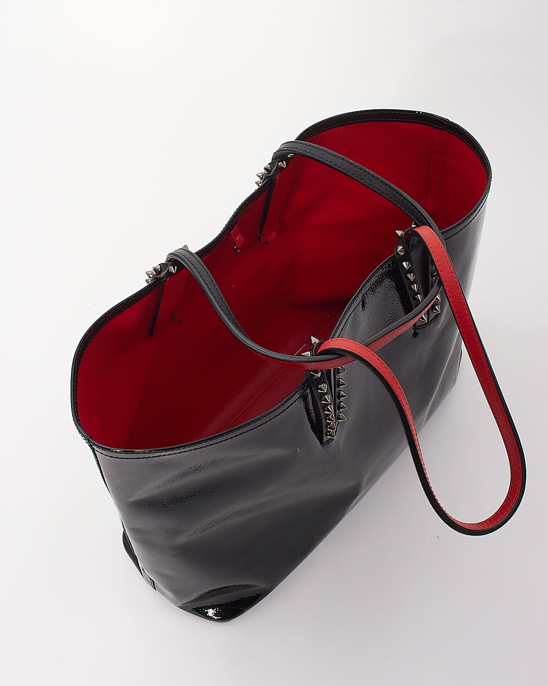 Christian Louboutin Black Patent Studded Tote with Pochette