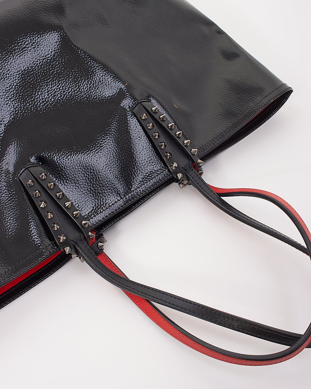 Christian Louboutin Black Patent Studded Tote with Pochette