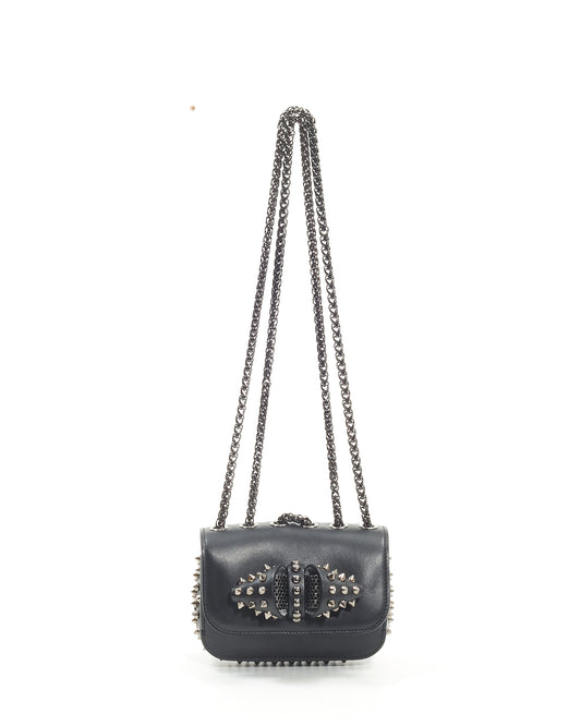 Louboutin Black Calfskin Spike Sweet Charity Mini Bag