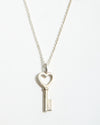 Tiffany Sterling Silver Heart Mini Key Pendant Necklace