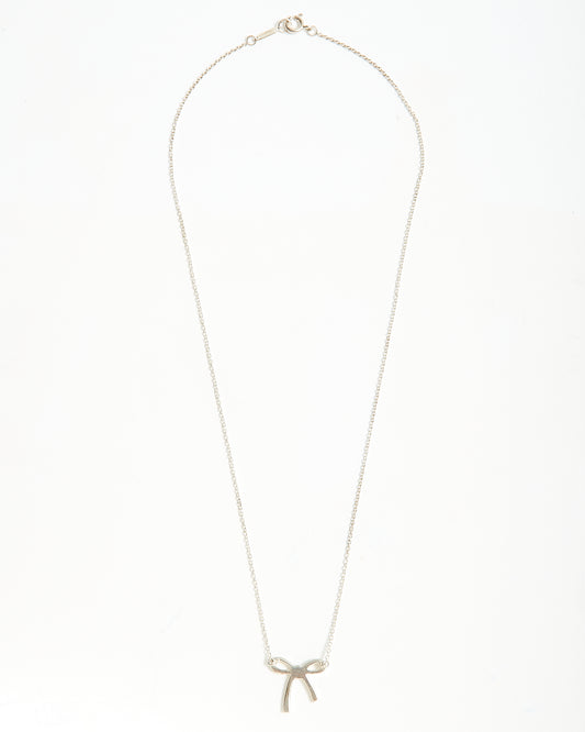 Tiffany Sterling Silver Mini Bow Pendant Necklace