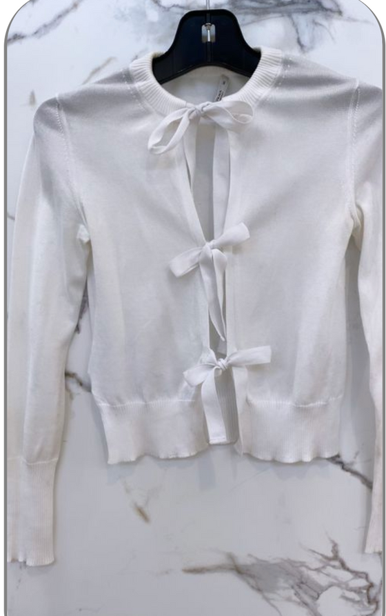 Prada White Wool Bow Detail Cardigan - 36